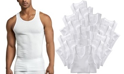 (12 Pack) Men's Sleeveless Scoop Neck A-Shirts