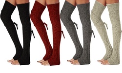 Lady Winter Warm Leg Warmer Cable Knitted Crochet Long Socks Legging