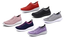 Haute Edition Women's Stretch Knit Mesh Slip-On Comfort Sneakers