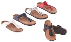 Seranoma Women's Thong Slide-On Sandal with Cork Wedge Sole 