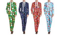 Braveman Men's Classic fit Christmas Suits with Matching Tie