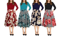 Haute Edition Women's Retro 3/4 Sleeve Party Dress with Pockets