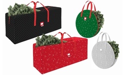 Deluxe Tree and Wreath Holiday Decor Printed Storage Bags