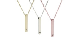3D VERTICAL BAR INITIAL NECKLACE BY PINK BOX