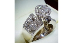 Women's Luxury Fashion Silver Color Round Crystal Finger Ring 