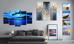 Multi-Panel Modern Abstract Paintings on Canvas Stretched on Wood