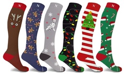 XTF Holiday Joy Knee High Compression Socks (3- or 6-Pairs)
