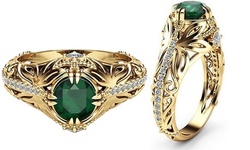 Fashion Rare Emerald 14K Rose Gold Diamond Engagement Ring