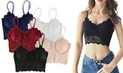 Women Sexy V Neck Crochet Bralette Bra Lace Lingerie Crop Tank Top 