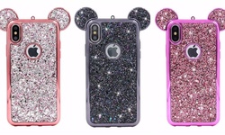 Mouse Ears 3d Cartoon Cover Glitter Metallic Character Case for Apple iPhone