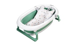 Costway Folding Baby Bathtub Newborn Toddler Collapsible Bath Support w/ Cushion