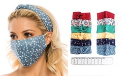 Fashion Fabric Reusable Mask with Matching Headband and 10 Free Filters