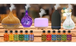 Ultrasonic Aromatherapy Oil Diffuser with Optional Essential Oils Set (7-Piece)