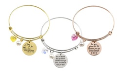 Stainless Steel Inspirational Bangle with Crystals from Swarovski by Pink Box 