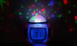 iRola Starry Night Compact Projection LED Alarm Clock w/ 10 Pre-Programmed Songs
