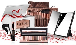 Holiday Gift Set: Makeup Brushes, Mascara, Multi-Color Eye-Shadows, and Vanity Mirror (13-Piece)