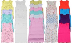 (4-Pack) Girl's Classic 100% Cotton Tanks 1-12 Years