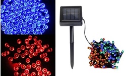 55' String of 100 LED Solar-Powered Colored Fairy Lights 