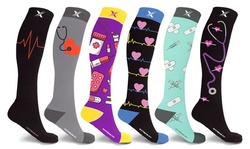 XTF Medical Prints Nurses Inspired Knee-High Compression Socks (3-Pairs)