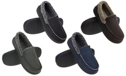VONMAY Men's Moccasin Slippers Fuzzy House Shoes with Whipstitch Indoor/Outdoor