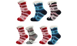 Men Women Winter Slipper Fuzzy Fleece-lined Socks Rubber button Anti Slip 5-11