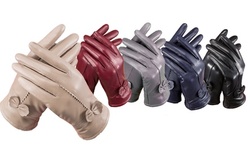 Fashion Women Soft Leather Gloves with Lining Driving Warm Winter