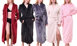 Doublju Women's Maxi Length Soft Robe Pajama with Waist Tie