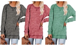 Haute Edition Women's Side Slit Cross Stitch Tunic Tee
