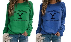 Women's Yellowstone Tops Long Sleeve Round Neck Casual Tunics Tops