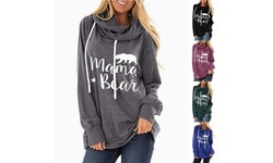 Women's Long Sleeve Crew Neck Mama Bear Elbow Patch T Shirt Tops