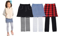 Angelina Girls' Footless Tights with Attached Knitted Skirts (3-Pack)
