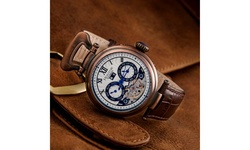 Heritor Automatic Ganzi Semi-Skeleton Genuine Leather Watch