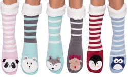 Women's Cozy Knit Thermal Fleece Lined Animal Slipper Socks