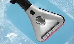 Heated Extendable Car Windshield Ice Scraper with Built-In Wide-Beam LED Light