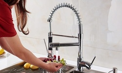 iMounTEK Kitchen Sink Faucet, Single Handle, Spring Pulldown Head, Chrome Plated