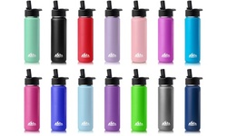 HydraPeak 22oz Wide Mouth Straw Lid Stainless Steel Bottle W/Bonus Handle Lid