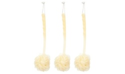 Body Back Scrubber Bath Sponges - 3-Pack Exfoliating Mesh Pouf Shower Brushes