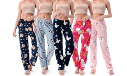 Women's Super-Soft Cartoon Graphic Printed Plush Fleece Pajama Lounge Pants