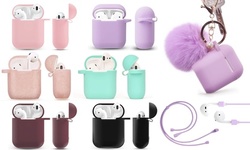 3-in-1 Silicone TPU Case with Furry Ball Keychain and Strap Set for Airpod 1 & 2