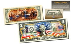 July 4th Independence Day 2-SIDED Official Legal Tender Two-Dollar U.S. Bill