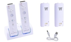Wii Remote-Charging Station with 2 Remote Batteries (Black or White)