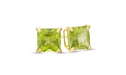 4 Cttw Princess Peridot Stud Earrings In 24k Gold