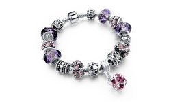 Amethyst Swarovski Elements Crystal and Charm Hanging Ball Bracelet