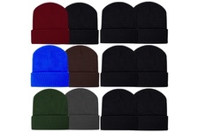 (6 Pack) Men's Soft Stretchy Winter Warm Double Layer Beanies