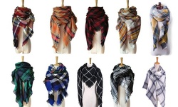 Women Fashion Plaid Blanket Scarf Winter Tassel Scarfs Wrap Shawl