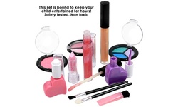 Pretend Play Kids Washable Real Makeup Set with Pink Cosmetic Kit Bag Set of 13