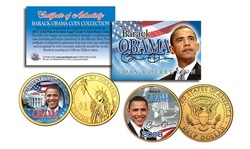 Barack Obama Presidential Colorized 24K Gold-Plated 2-Coin Set 