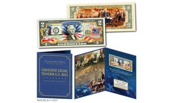 July 4th Independence Day 2-Sided U.S. Two-Dollar Bill in Large Folio Display 