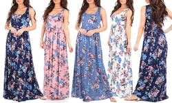 Women's Ruched Floral Maxi Dress