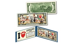 I LOVE DOGS Official Genuine Legal Tender U.S. Two-Dollar Bill